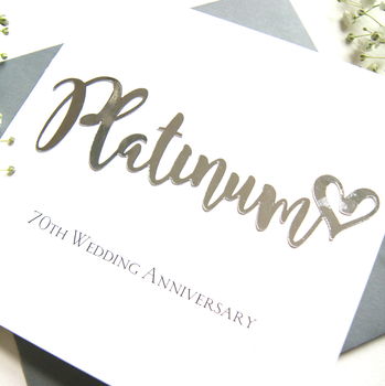 70th Platinum Wedding Anniversary Card By The Hummingbird Card Company   Normal Platinum 70th Wedding Anniversary Card 