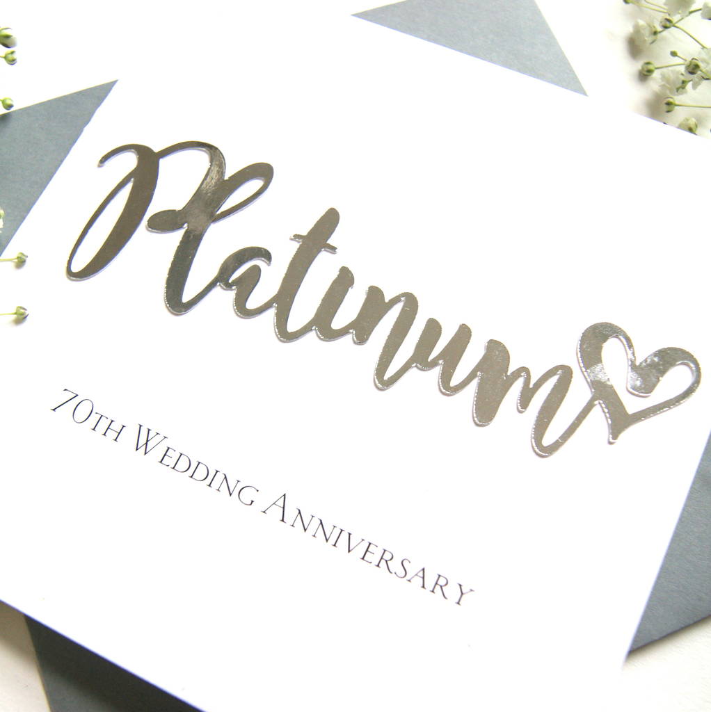 70th Platinum Wedding Anniversary Card By The Hummingbird ...