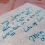 Hand Embroidered Handwritten Note Wedding Dress Label, thumbnail 2 of 8