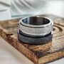6mm Mens Silver Plated Black Steel Spinner Ring, thumbnail 9 of 10