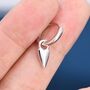Sterling Silver Dangling Long Heart Hoop Earrings, thumbnail 2 of 12