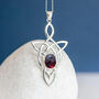 Genuine Garnet Celtic Knot Necklace In Sterling Silver, thumbnail 1 of 11