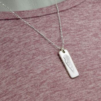 Engraved Angels Wing: Sterling Silver Dog Tag Necklace, 2 of 4