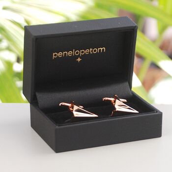 Rose Gold Plated Paper Plane Cufflinks, 4 of 9