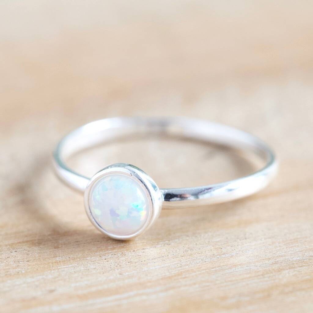 Buy White Opal Ring Gold Ring Gemstone Ring Opal Jewelry Hammered Ring  Dainty Ring Square Opal Simple Jewelry Online in India - Etsy