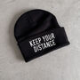 Keep Your Distance Embroidered Beanie Hat – Singles' Day Gift, thumbnail 4 of 6