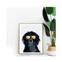 Custom Pet Portrait Wearing Gold Glasses Dog Cat Gift, thumbnail 2 of 7