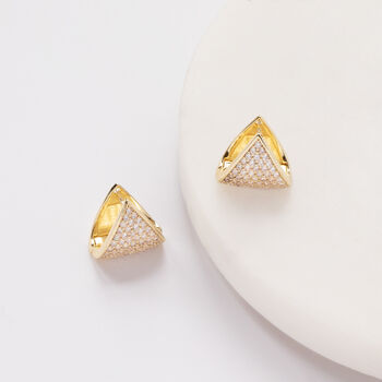 Gold Colour Triangle Crystal Huggie Earrings, 3 of 3