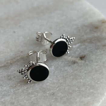 Sterling Silver Boho Onyx Studs, 3 of 6