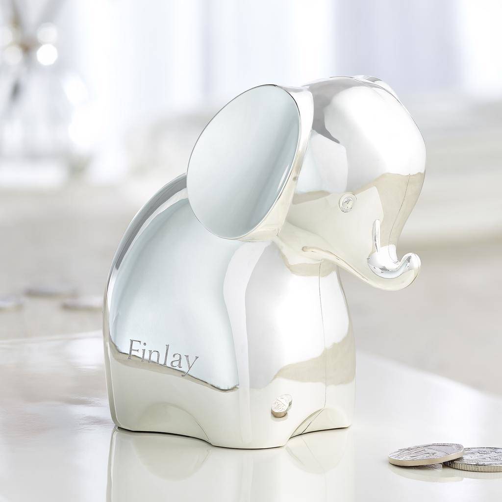 Personalised Silver Plated Elephant Money Box By My 1st Years