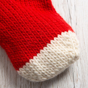 Personalised Christmas Stocking Knitting Kit Red, 6 of 8