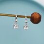 Lily Of The Valley Flower Charm Huggie Hoop Earrings In Sterling Silver, thumbnail 7 of 12