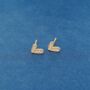 Gold Pave Heart Stud Earrings, thumbnail 3 of 7