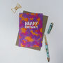 Colourful 'Happy Birthday' Purple Pattern Card, thumbnail 4 of 6