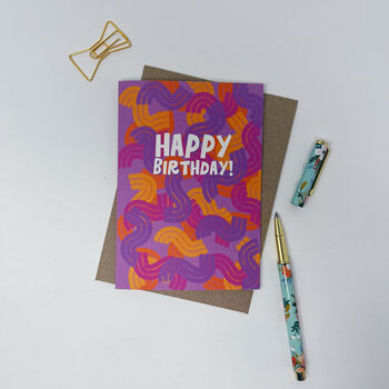 Colourful 'Happy Birthday' Purple Pattern Card, 4 of 6