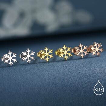 Sterling Silver Dainty Snowflake Stud Earrings, 7 of 12