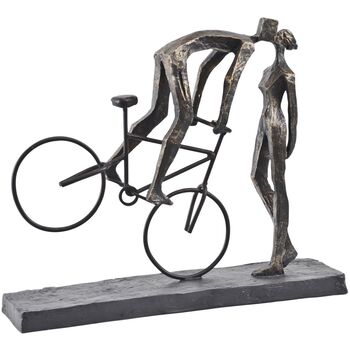 Valentine's Day Antique Bronze Kissing Couple On Bike Sculpture, 3 of 3