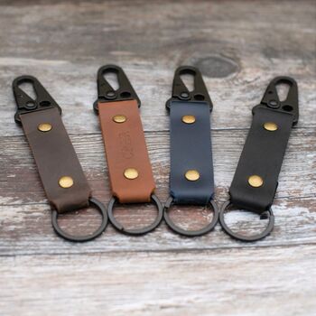 Navy Oiled Leather Keyring, 3 of 4