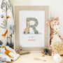 Personalised Giraffe Initial Nursery Print, thumbnail 1 of 8