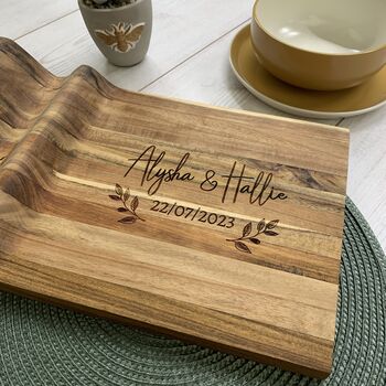 Personalised Couples Acacia Cheeseboard, 2 of 2