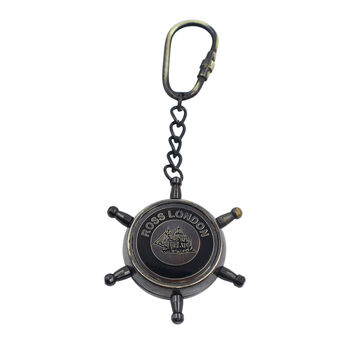 Gunmetal Ship Wheel Compass Keyring Gift, 4 of 6