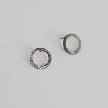 Crescent Moon Circle Sterling Silver Stud Earrings, 3 of 6