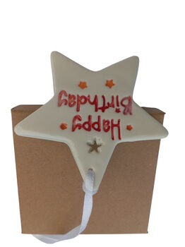 Ceramic Star Hanging Decoration – 'Happy Birthday' Gift, 3 of 8
