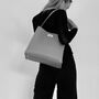 Black Leather Tote Bag With Grey Leopard Strap, thumbnail 8 of 8