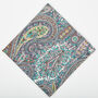 Mens Lilac And Aqua Paisley Print Pocket Square, thumbnail 5 of 6