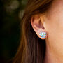 Inky Forget Me Not Cluster Birch Stud Earrings, thumbnail 7 of 10