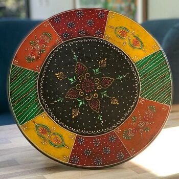 Hand Painted Indian Low Round Wooden Table, 2 of 4