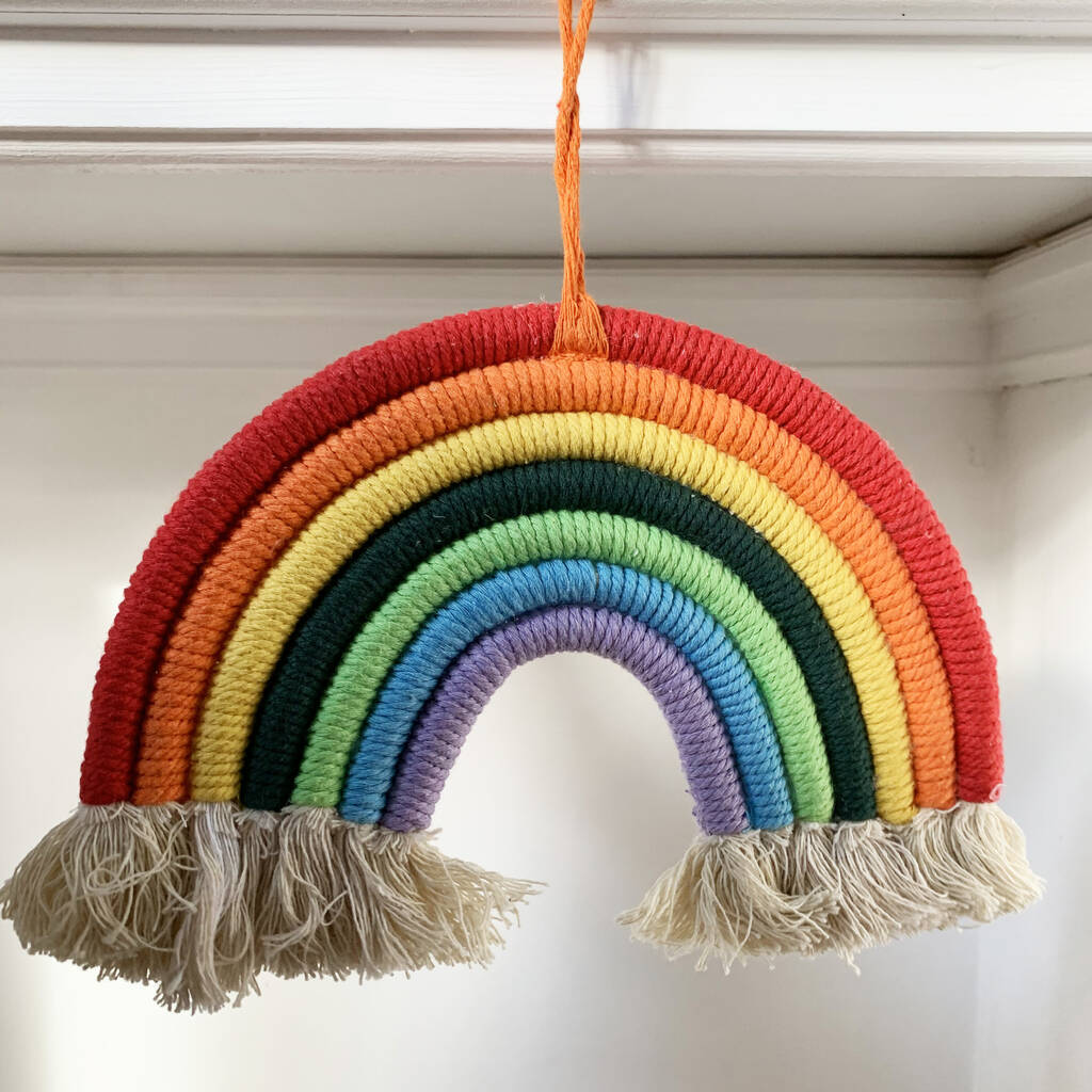 Rainbow Wool Tufted Hanging Wall Decor, 1 of 4