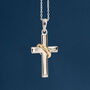 Personalised Sterling Silver And Yellow Gold Halo Cross Necklace, thumbnail 2 of 12