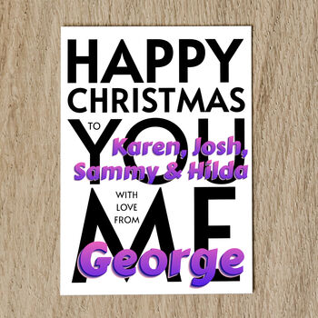 Personalised Christmas Card With Names And Message, 3 of 8