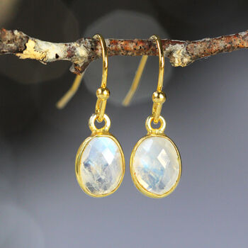 Moonstone Earrings In Gold, June Birthstone Gift, 2 of 9