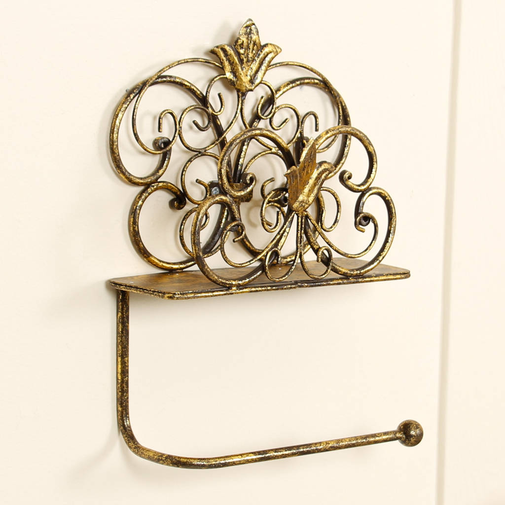 Antique Gold Wall Mounted Toilet Roll Holder By Dibor 