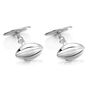 Silver Rugby Engraved Cufflinks | Groom's Party Wedding Gift, thumbnail 3 of 8