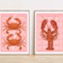 Shellfish Print Pair Featuring Crabs And Lobster, thumbnail 4 of 6