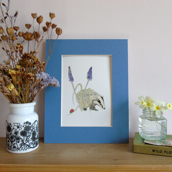Badger And Muscari Giclee Fine Art Print, 2 of 9
