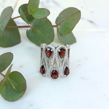 Garnet 925 Sterling Silver Statement Ring, 3 of 7