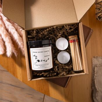Secret Santa Personalised Christmas Soy Wax Scented Candle Gift Set, 3 of 4