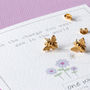 Honey Bee Gold And Rose Gold Stud Earrings, thumbnail 3 of 10