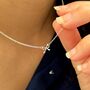 Tiny Small Bow Tie Ribbon Sterling Silver Necklace, thumbnail 2 of 4