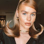 Sophia Dome Gold Plated 90s Style Hoop Earrings, thumbnail 2 of 2