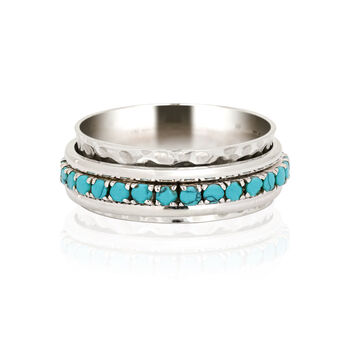 Parvati Turquoise Sterling Silver Spinning Ring, 2 of 12
