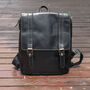 Black Genuine Leather Backpack With Straps Detail, thumbnail 1 of 5