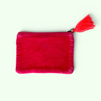 Embroidered Velvet Coin Purse | Pop Floral In Bright Pink, 2 of 4