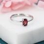 Sterling Silver Natural One Carat Red Garnet Oval Ring, thumbnail 1 of 12
