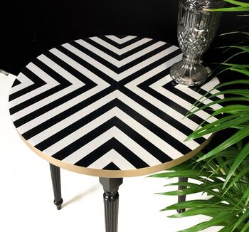 Side Table With Black And White Geometric Design, 3 of 5