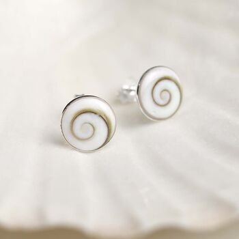 Sterling Silver Shiva Shell Stud Earrings, 4 of 6